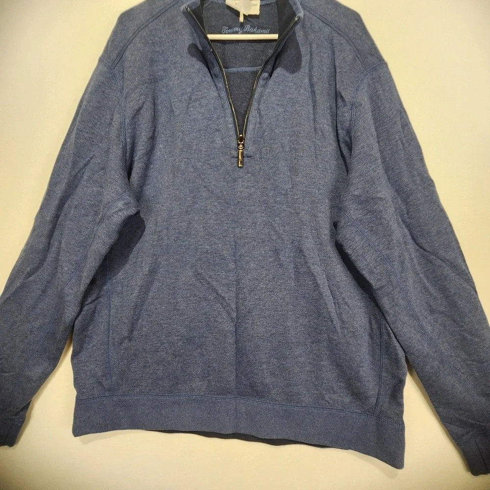 Tommy Bahama Men's Pullover Reversible Casual Sweater 1/4 Zip Blue Size‎ XL